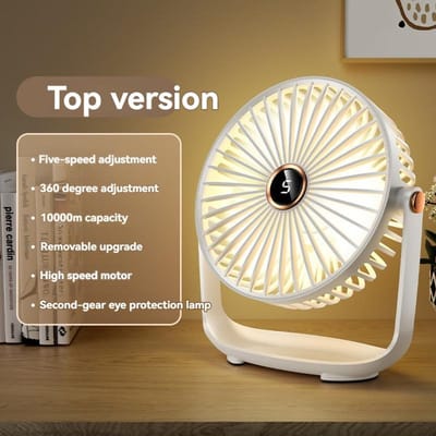 USB Oplaadbare Tafelventilator Draagbare Mini Bureauventilator 360 Graden Rotatie Verstelbare Clip-on Ventilator Voor Studenten Slaapzaal wit