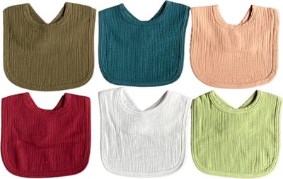 IL BAMBINI -set van 6 katoenen slabbetjes - Mousseline - Hydrofiel- Super absorberend - 100% organisch katoen - hydrofiel - slabber - kwijl slabbetjes - slabbertjes baby- kraamcadeau meisje - set 2