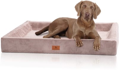 Knuffelwuff orthopedisch hondenbed van ribfluweel met handgeweven uiterlijk Santiago XL 105 x 80 cm roze