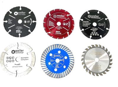Zaagbladen en slijpschijven set - 76 mm diameter, geschikt voor mini haakse slijper en tafelcirkelzaag - 6 stuks
