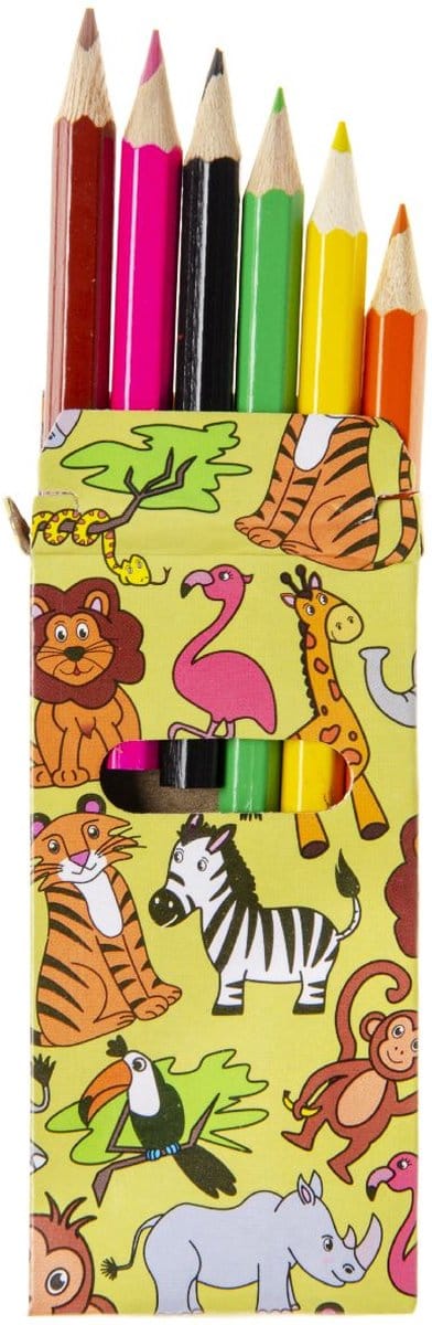 24 PAKJES Wilde Dieren Kleurpotloodjes - 6 Potloden per Pakje - Kleurpotloden voor Kinderen - Traktatie - Cadeautjes voor Kinderen