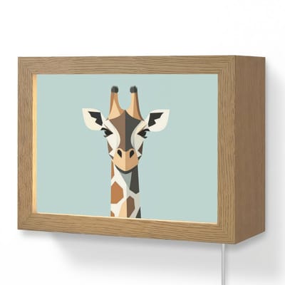 Wandlamp 20x15 cm - Oplaadbaar - Giraffe - Illustratie - Bruin - Minimalistisch - Wandlampen binnen woonkamer - Slaapkamer lamp met kabel - Decoratieve nachtlamp - Vloerlamp snoer