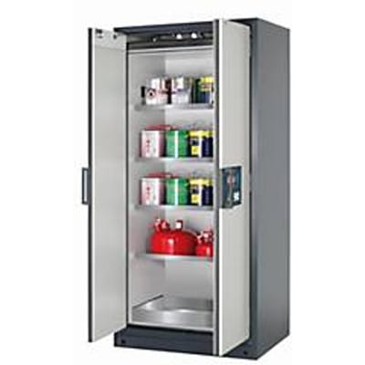 Veiligheidskast type 90 asecos Q-CLASSIC-90, scharnierende deuren, voorzijde in lichtgrijs, B 893 x D 615 x H 1953 mm