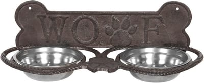 Clayre & Eef Voerbak hond 39x18x12 cm Bruin IJzer Hondenbot
