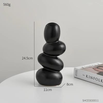 Vases en Céramique Minimalistes Créatifs Conteneur pour Composition Florale de Salon Ornement Décoratif Pot de Fleurs Haut de Gamme de Luxe Léger gray
