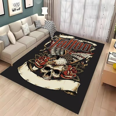 3D HD Tattoo Studio Tapijt, Huishoudelijke Artikelen voor Woonkamer en Slaapkamer, Bankmatten voor Kinderkamer, Deurmat Vloer Antislip Kleed, Cadeau 40x60cm (16x24in)