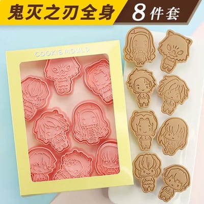 Collection d'emporte-pièces à gâteau Demon Slayer Tanjirou Nezuko Moule de cuisson 3D DIY Ensemble d'outils à biscuits Cuisine Gaufrier Ustensiles à biscuits With box