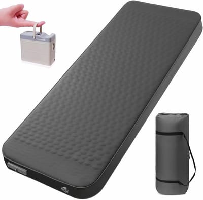 Slaapkussen met pomp - Kampeer matras - Buiten slapen - Zelfopblaasbaar ultradun - 4 inch dik - Grijs