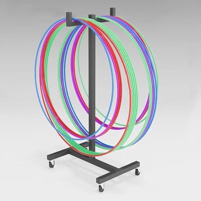 Opbergrek Hoepels - Organizer Wagen - Sportartikelen Opbergen - Verrijdbaar Met Rem - 40x30x80 cm - Zwart