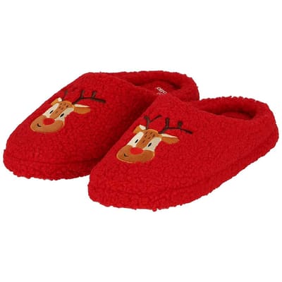 Morethansocks - Kerst sloffen dames - Dames - Rood - Maat 37/38 - kerst pantoffels - rendier sloffen - pantoffels kerst