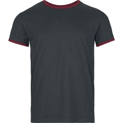 R.E.D. Rock-Engineered Design zwart basic T-shirt met rode accenten - Heren - L
