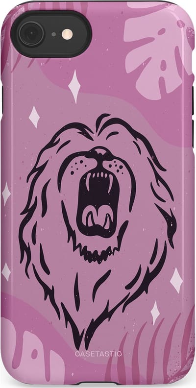 Casetastic hoesje geschikt voor Apple iPhone SE / Apple iPhone 7 / Apple iPhone 8 - Dubbellaagse bescherming - Trots en vurig - Fashion Case - Lila Lichtroze Donkergrijs