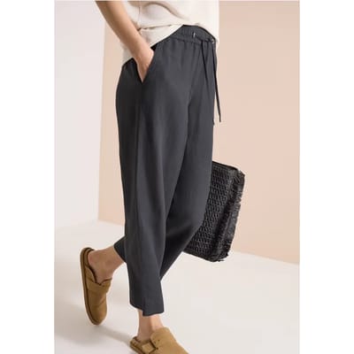 Broek met wijde pijpen in Loose Fit van linnenmix