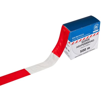 Rood/wit afzetlint/band 80mm 500 meter