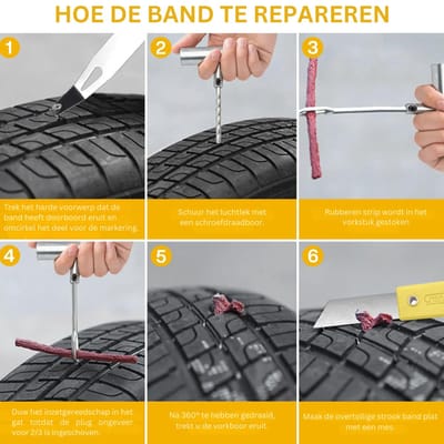 CLVP® Proppenset - Autobanden Reparatie Set - Autobanden Pomp
