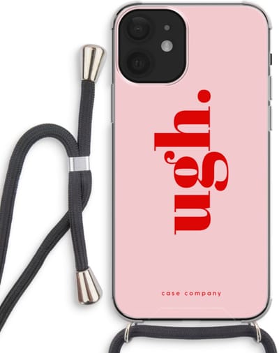 Case Company® - Hoesje met koord geschikt voor iPhone 12 mini hoesje met Koord - Ugh - Telefoonhoesje met Zwart Koord - Bescherming aan alle Kanten en Over de Schermrand