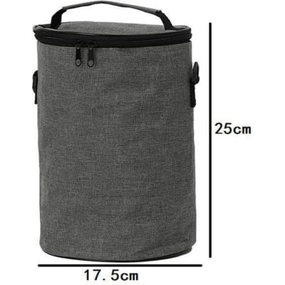 Sac Thermique Oxford Mode pour le Déjeuner Facile à Transporter Pique-Nique Aliment Frais Garde-Froid Femmes Hommes Boîte Bento Tonneau Rond Sacs Isolés Utilisation Pratique 17.5x25cm
