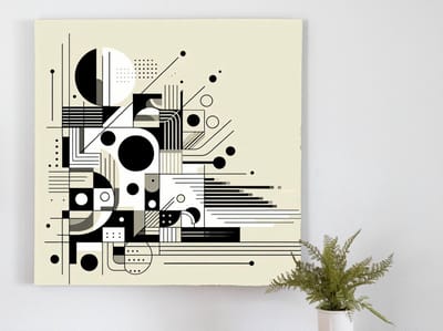 Modern zwart wit schilderij | Abstracte monochrome compositie: een eigentijdse interpretatie van contrastrijke kunst | Kunst - 50x50 centimeter op Dibond | Foto op Dibond