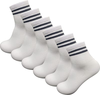 6 paar Quarter sneakersokken - Donex - Wit - Zwarte Gestreept- Maat 43-46