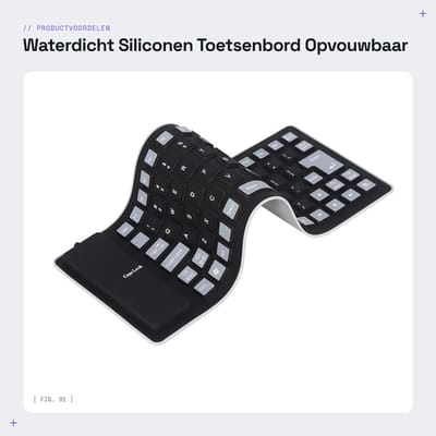 Dailygoods - Waterdicht Siliconen Toetsenbord - Opvouwbaar Flexibel - Lichtgewicht en Draagbaar - Stofdicht en Stil - Geschikt voor Pc-laptops - Zwart