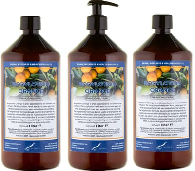 Bodylotion Orange 1 Liter - met gratis pomp - set van 3 stuks