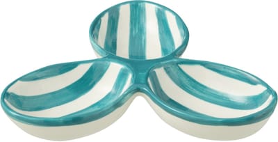 J-Line serveerschaal Granada Stripes Clover - keramiek - wit/aqua