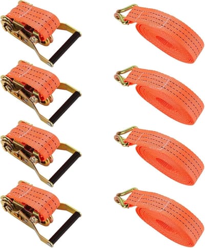 Cosensi- Spanbanden met Ratel en Haken - Sjorbanden - 4 cm Breed - Trekkracht tot 2000 kg - 6 Meter - Set van 4 Stuks