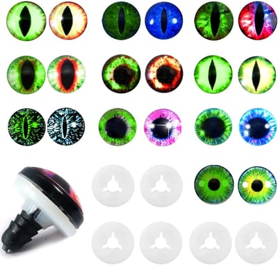 20 Stuks Veiligheidsogen 18mm Rond Luminous voor Poppen en Knuffels - Glas Ogen met Wasjes voor Creatief Knutselen en Speelgoed Accessoires