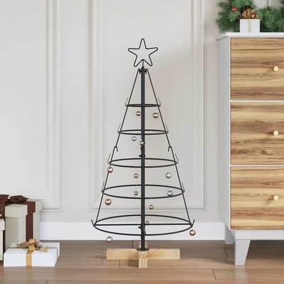 vidaXL - Kerst - Cone - Boom - met - standaard - Zwart - 90 - cm - Staal