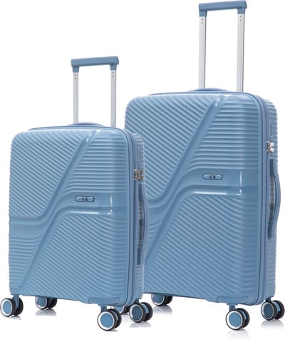 SB Travelbags 2 delige bagage kofferset 4 dubbele wielen trolley - Licht Blauw - 65cm/55cm
