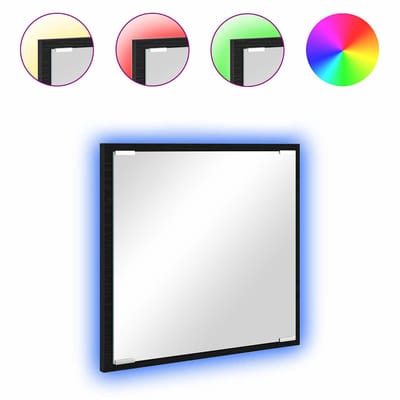 vidaXL - LED - Badkamerspiegel - Zwart - Eiken - 40 - x - 37 - x - 8.5 - cm - Bewerkt - hout