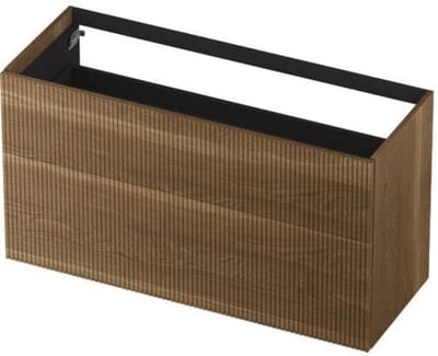 INK - Onderkast 2 Laden Push To Open Verticaal Gefreesd Bestaande Uit: - 1200x450x650 Mm - Massief Eiken Aqua