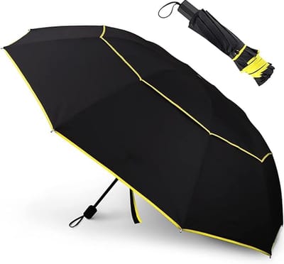 Paraplu opvouwbaar-paraplu-stormparaplu Opvouwbaar -Grote, compacte golfparaplu met dubbele luifel, geventileerd, winddicht en waterdicht - Unisex - Zwart