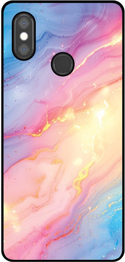 Smartphonica Telefoonhoesje Geschikt voor Xiaomi Mi 8 met Regenboog Glitter Marmer Opdruk - TPU Backcover Case Rainbow Glitter Marble Design geschikt voor Xiaomi Mi 8