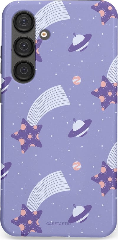 Casetastic Hoesje Geschikt voor Samsung S25 Plus - Stijlvolle Beschermende Duo-layer Case - Sterrenhemel Lila