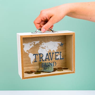 Travel Houten Koffer Spaarpot