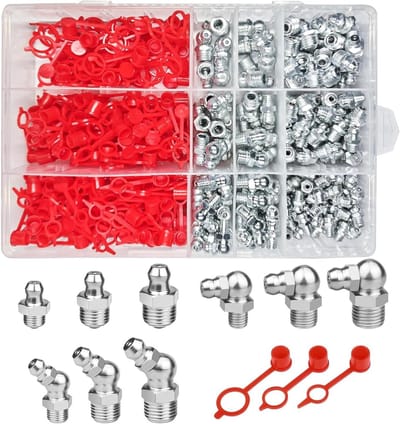 Smeernippel Set - Vetnippel Assortiment - Machine Onderhoud - Gegalvaniseerd Staal - 380 Stuks - Zilverkleurig