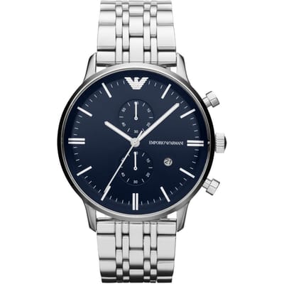 Montre Homme Chronographe Quartz Emporio Armani Gianni XLarge Bleue Acier Inoxydable Argentée AR1648 bleu
