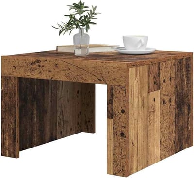 Salontafel - Bijzettafel - Woonkamer Inrichten - Strak Modern Ontwerp - 50 x 50 x 35 cm - Oud Hout