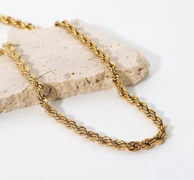 Style King - RVS Rope chain ketting - schakel ketting - touw ketting - gold plating - 55cm - 5mm - Ketting - Rope schakelketting