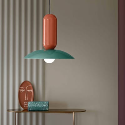 Ferroluce Hanglamp Pau, turquoise/oranje