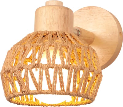 Wandlamp Retro E27 Binnenwandlamp Weven Wandlampen Verstelbaar voor Slaapkamer Woonkamer Café Bruin