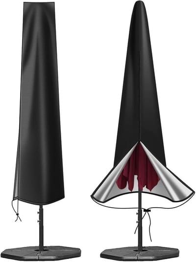 Famanu - Parasolhoezen, waterdicht, 600D Oxford-stof, terrasparasolhoes met ritssluiting (190 x 30 x 50 cm), voor 2 m, 2,2 m, 2,3 m, 2,4 m, 2,5 m, 2,7 m, 2,8 m, 3 m, tuin, outdoor paraplu (zwart)