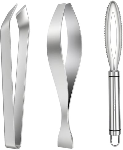 Dailygoods- Visontschubber Set - 3 Stuks - Roestvrij Staal - Visschubbenverwijderaar - Gratpincet - Efficiënt Ontkalken - Nauwkeurige Grasverwijdering - Visschubber