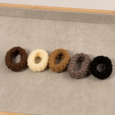 5 pièces Élastiques pour Queue de Cheval Basse pour Femmes - Élastiques Épais à Haute Élasticité, Accessoires pour Cheveux Durables et Doux pour Femmes, pour Tous les Jours et les Occasions Spéciales 5pcs brown
