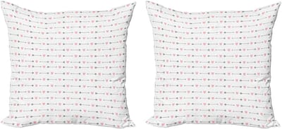 ABAKUHAUS Valentijns decoratieve kussenhoezen (2 stuks), romantisch hart, 45x45 cm, roze grijs wit