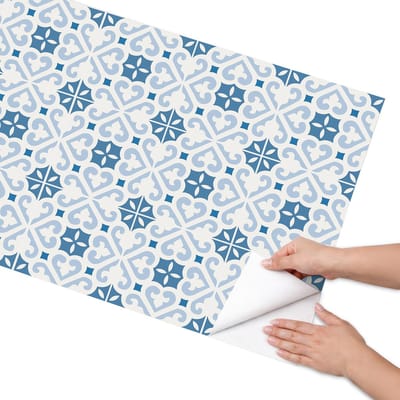 Coloray Meubel Wrap Folie - Blauw Meubelfolie - 65x130 cm - Decoratiefolie Zelfklevend Decoratieve tegels - Meubelfolie Zelfklevend - Geometrische Meubelfolie - Wrapfolie Keuken - Wanddecoratie - Achtergronden en patronen