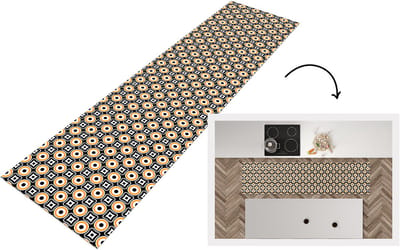 Keukenloper 200x50 cm - Keukenmat vinyl Patroon - Cirkel - Retro - Keukenmatten loper - Keuken vloerkleed tapijt