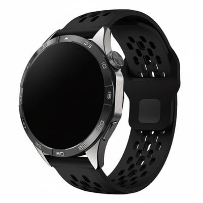 Siliconen bandje - geschikt voor Garmin Venu (2 Plus) / Venu SQ (2) / Vivomove (Style - Sport) / Vivoactive 3 / 5 / 6 / Forerunner 55 / 165 / 245 / 645 / 570 - 42mm - gaatjes - zwart