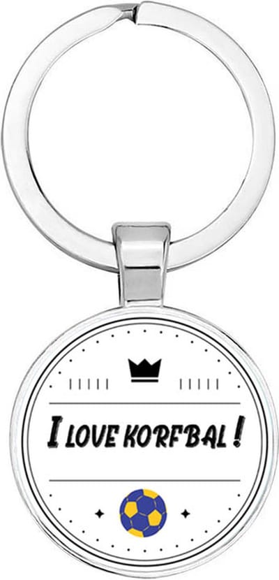 Akyol - I love korfbal Sleutelhanger - korfbal - iemand die op korfbal zit - sport - cadeau - verjaardag - kado - geschenk - gift - sportief persoon - 2,5 x 2,5 CM
